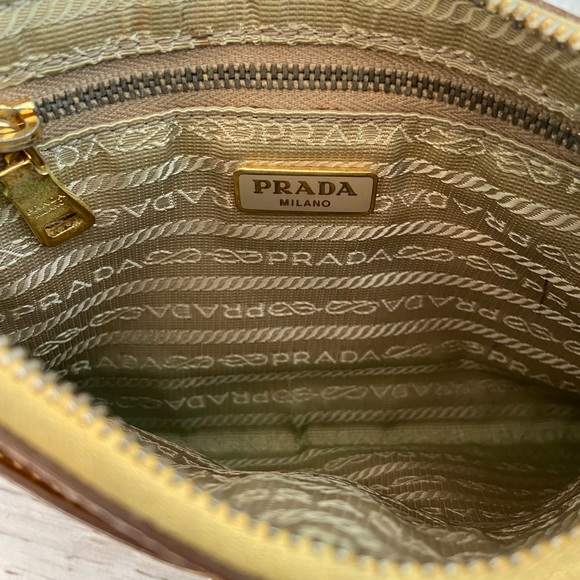 PRADA CARAMEL/MIMOSA LEATHER WRISTLET - Picture 7 of 9